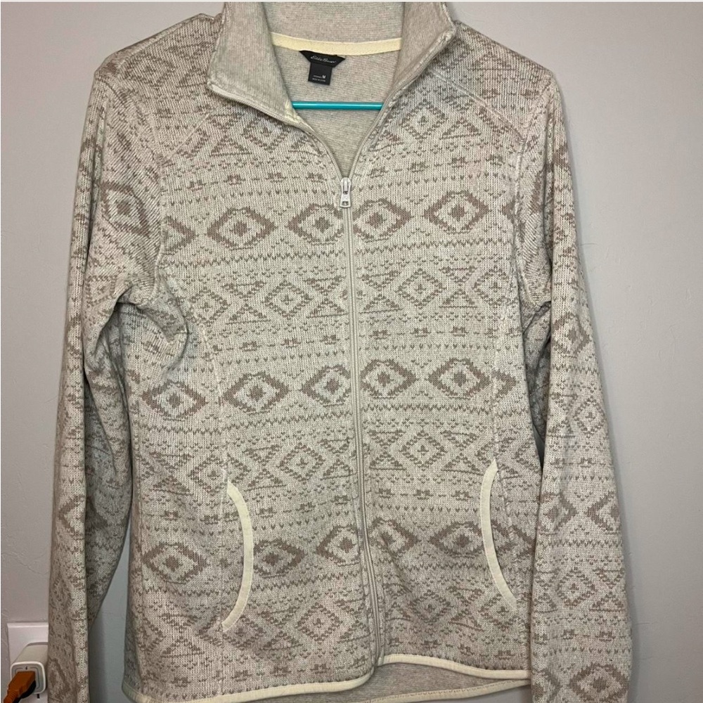 Tan Patterned Eddie Bauer Zip Up